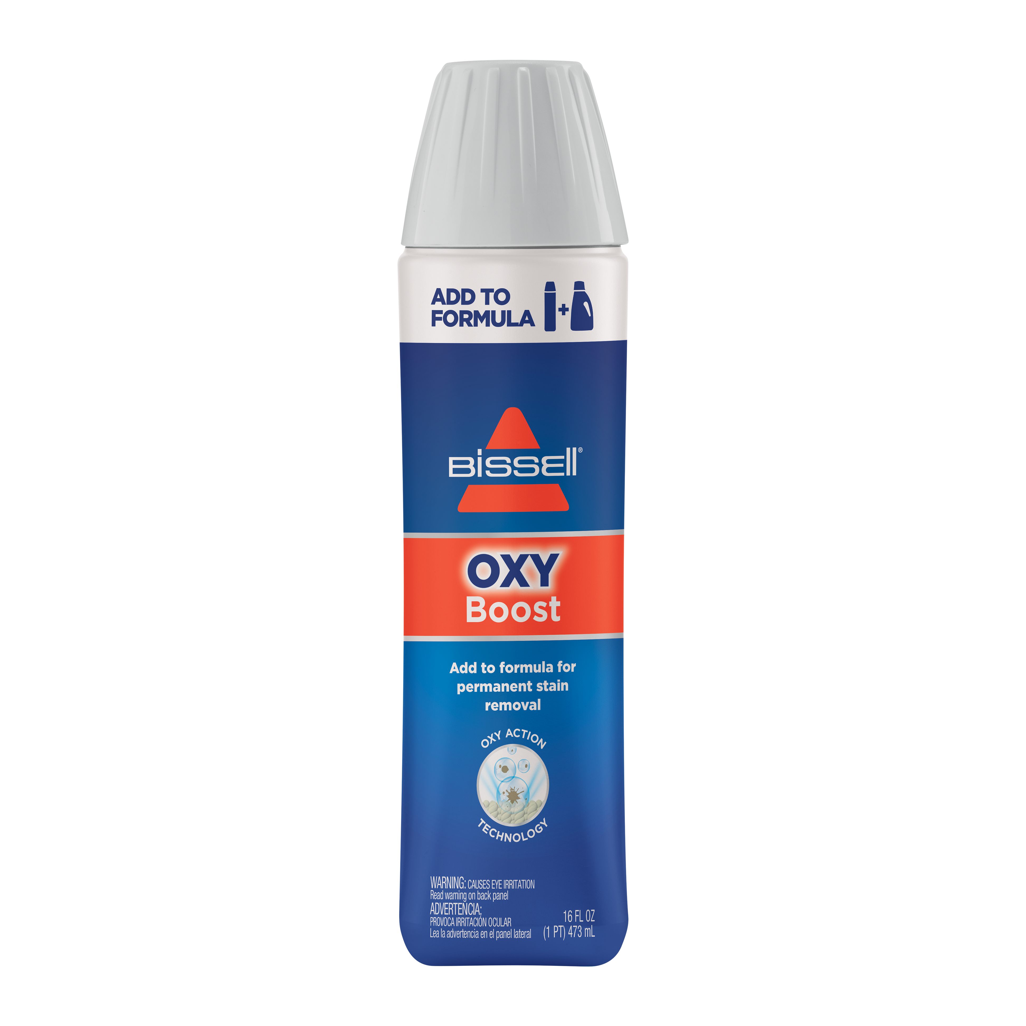 A bottle of BISSELL Oxy Boost Carpet Cleaning Formula Enhancer