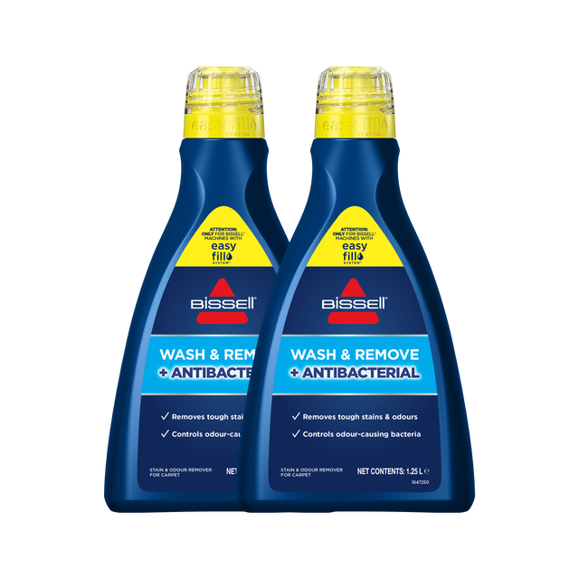 Two bottles of Bissell Wash & Remove Antibacterial cleaner